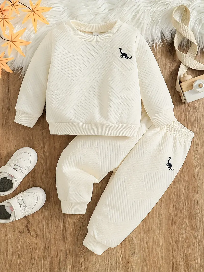 Babyboy's Set Adorable Dinosaur Outfit for Youngsters Cozy Long Sleeve Crew Neck&nbsp;T-shirt &amp; Pants.