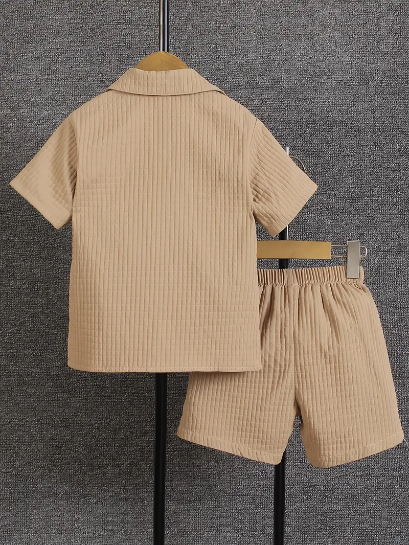 Stylish baby boys Pocket Beige Line Shirt & Shorts For Boys.