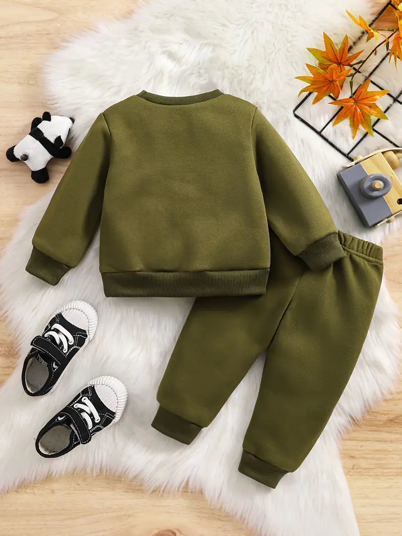 Baby's Trendy Patchwork Sweatshirt & Casual Pants, Toddler & Infant Boy's T-shirt & Pants.